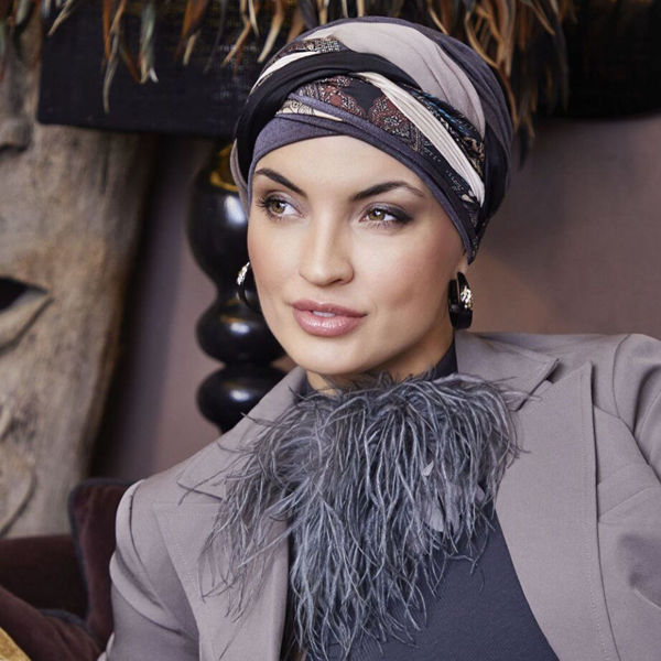 PERLA - Boho Turban Set - Anthracite Brown Mix